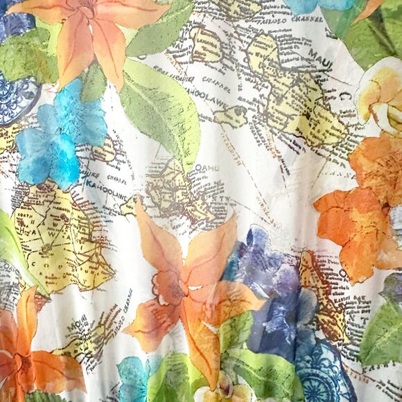 Tommy Bahama World Map Cartography Semi-sheer Kaftan Swim Cover Up Women's Large - Picture 12 of 12